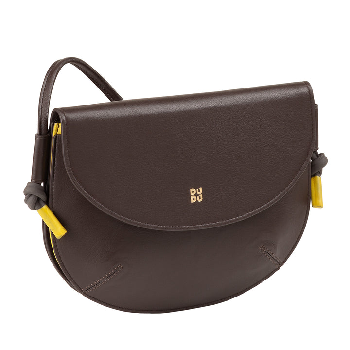 DUDU Borsa Donna a Tracolla con Patta in Vera Pelle, Piccola Borsetta a Spalla con Pattina a Bottone Magnetico, Borsa