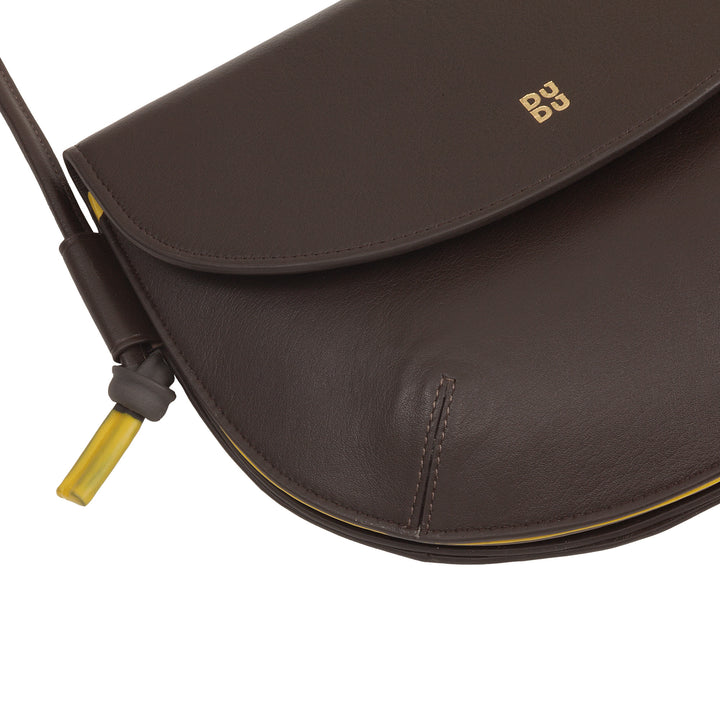 DUDU Borsa Donna a Tracolla con Patta in Vera Pelle, Piccola Borsetta a Spalla con Pattina a Bottone Magnetico, Borsa