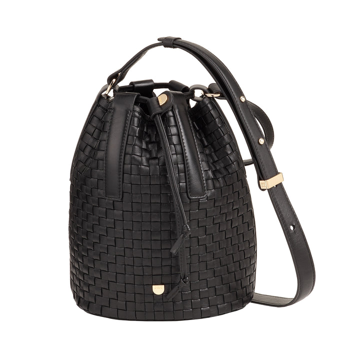 Bolsa balde grande feminina DUDU em couro tecido – elegante bolsa de ombro crossbody com alça ajustável, cordão e bolsa interna – estilo artesanal chique casual para trabalho e lazer