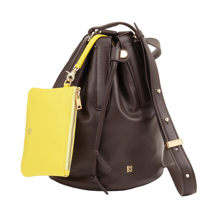 Bolsa feminina grande de couro DUDU com alça de ombro ajustável e fecho com cordão – bolsa elegante, espaçosa e prática para uso diário e ocasiões especiais