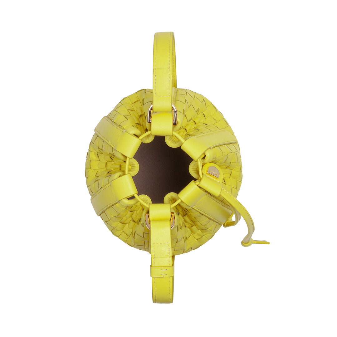 Bolsa balde de couro tecido DUDU – bolsa feminina pequena com alça de ombro ajustável, cordão e embreagem interna, elegante e artesanal