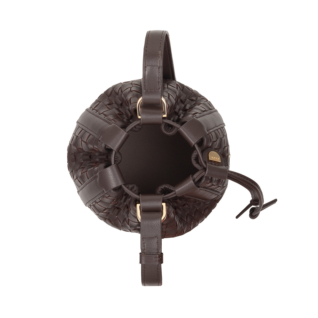 Bolsa balde de couro tecido DUDU – bolsa feminina pequena com alça de ombro ajustável, cordão e embreagem interna, elegante e artesanal