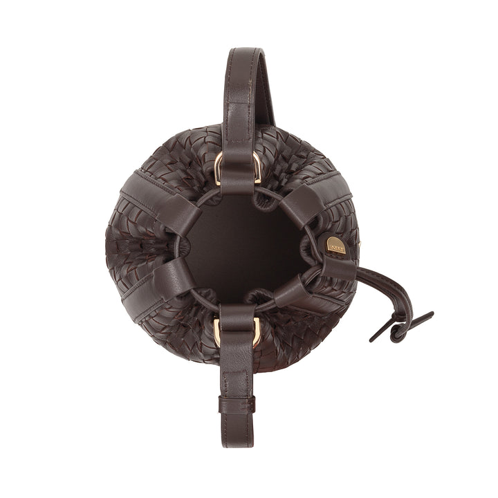 Bolsa balde de couro tecido DUDU – bolsa feminina pequena com alça de ombro ajustável, cordão e embreagem interna, elegante e artesanal