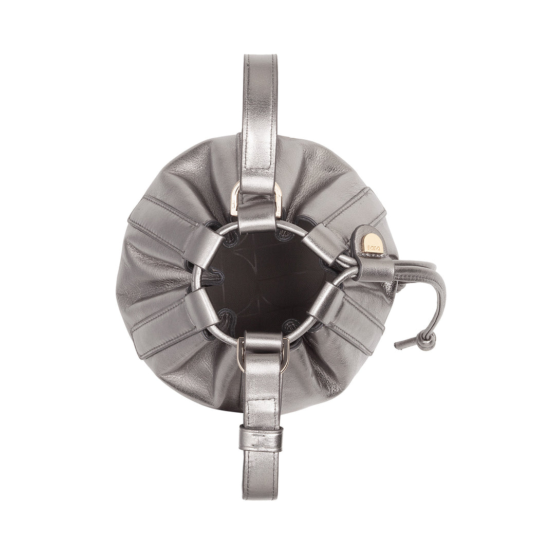 DUDU Women's Small Bucket Bag in Genuine Leather with Adjustable Shoulder Strap and Drawstring Closure - Elegant and Compact Shoulder Bag with Drawstring, Perfect for Everyday Use