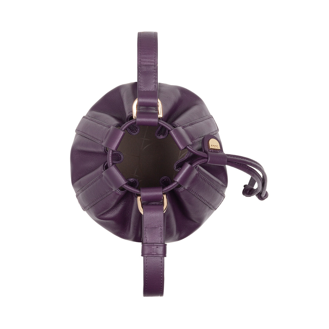 DUDU Women's Small Bucket Bag in Genuine Leather with Adjustable Shoulder Strap and Drawstring Closure - Elegant and Compact Shoulder Bag with Drawstring, Perfect for Everyday Use