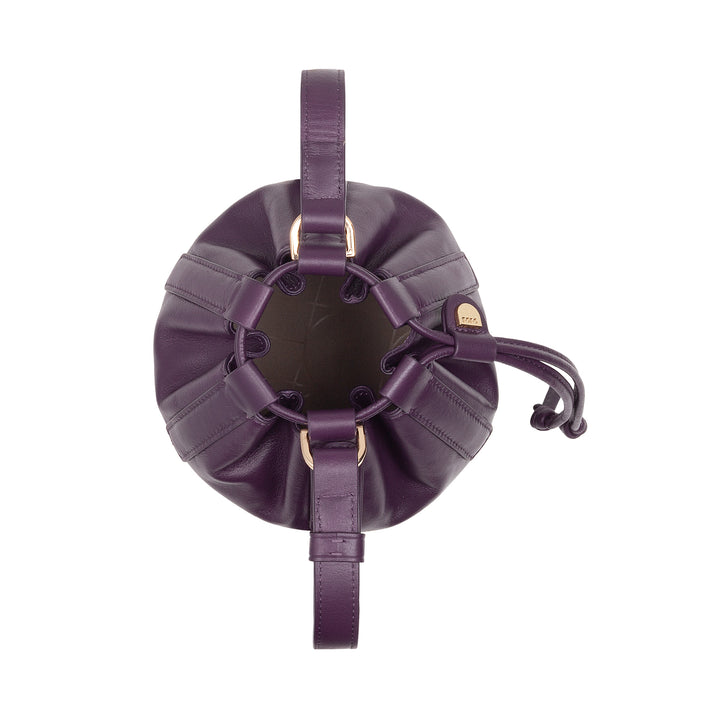 DUDU Women's Small Bucket Bag in Genuine Leather with Adjustable Shoulder Strap and Drawstring Closure - Elegant and Compact Shoulder Bag with Drawstring, Perfect for Everyday Use