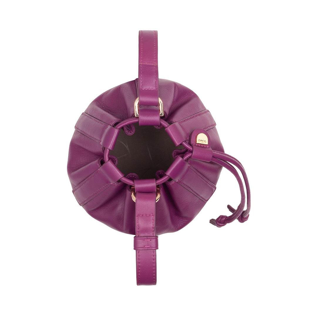 DUDU Women's Small Bucket Bag in Genuine Leather with Adjustable Shoulder Strap and Drawstring Closure - Elegant and Compact Shoulder Bag with Drawstring, Perfect for Everyday Use