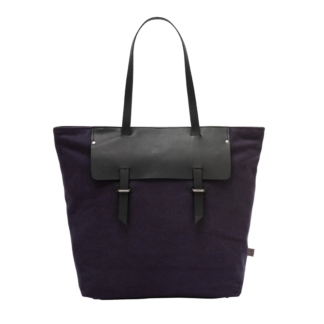 Bolsa de compras feminina DUDU em couro e lona de dois tons, sacola de compras grande com fecho de correr