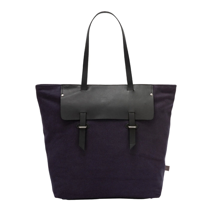 Bolsa de compras feminina DUDU em couro e lona de dois tons, sacola de compras grande com fecho de correr