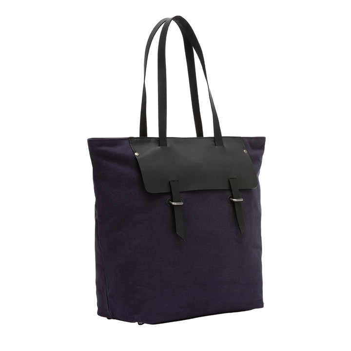Bolsa de compras feminina DUDU em couro e lona de dois tons, sacola de compras grande com fecho de correr
