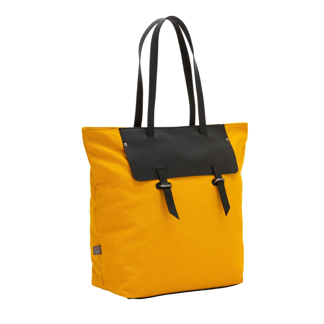 Bolsa de compras feminina DUDU em couro e lona de dois tons, sacola de compras grande com fecho de correr
