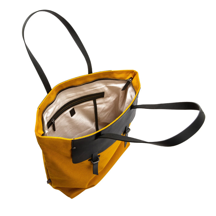 Bolsa de compras feminina DUDU em couro e lona de dois tons, sacola de compras grande com fecho de correr