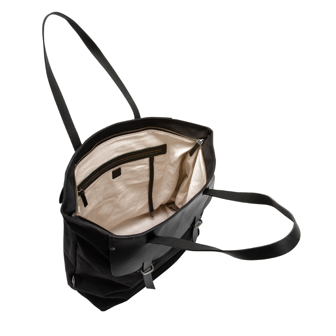 Bolsa de compras feminina DUDU em couro e lona de dois tons, sacola de compras grande com fecho de correr