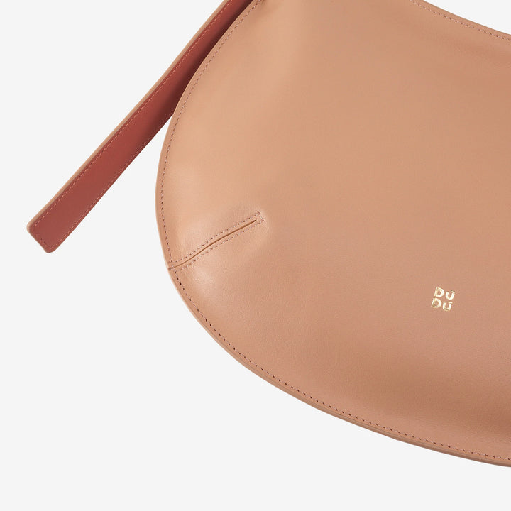 DUDU Medium zachte schoudertas voor dames van echt leer, hobotas met verstelbare schouderriem, schoudertas met ritssluiting