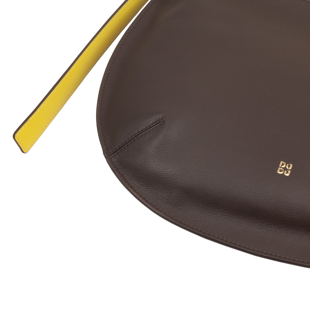 Bolsa de ombro macia feminina média DUDU em couro genuíno, bolsa Hobo com alça ajustável, bolsa de ombro com zíper