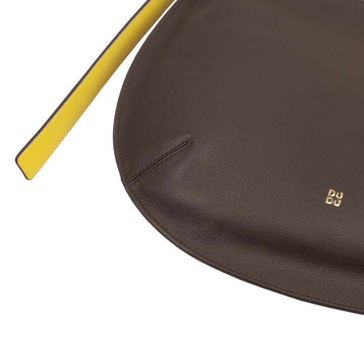 Bolsa de ombro macia feminina média DUDU em couro genuíno, bolsa Hobo com alça ajustável, bolsa de ombro com zíper