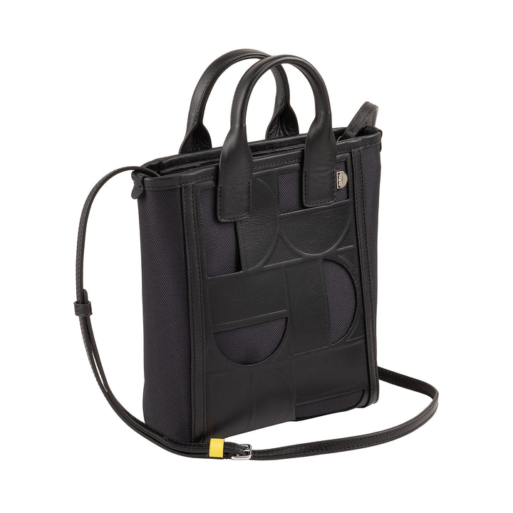 Dudu Bag Tote Mujer cuero y tela - bolso, bolso de hombro con diseño geométrico, compras elegantes y versátiles para uso diario