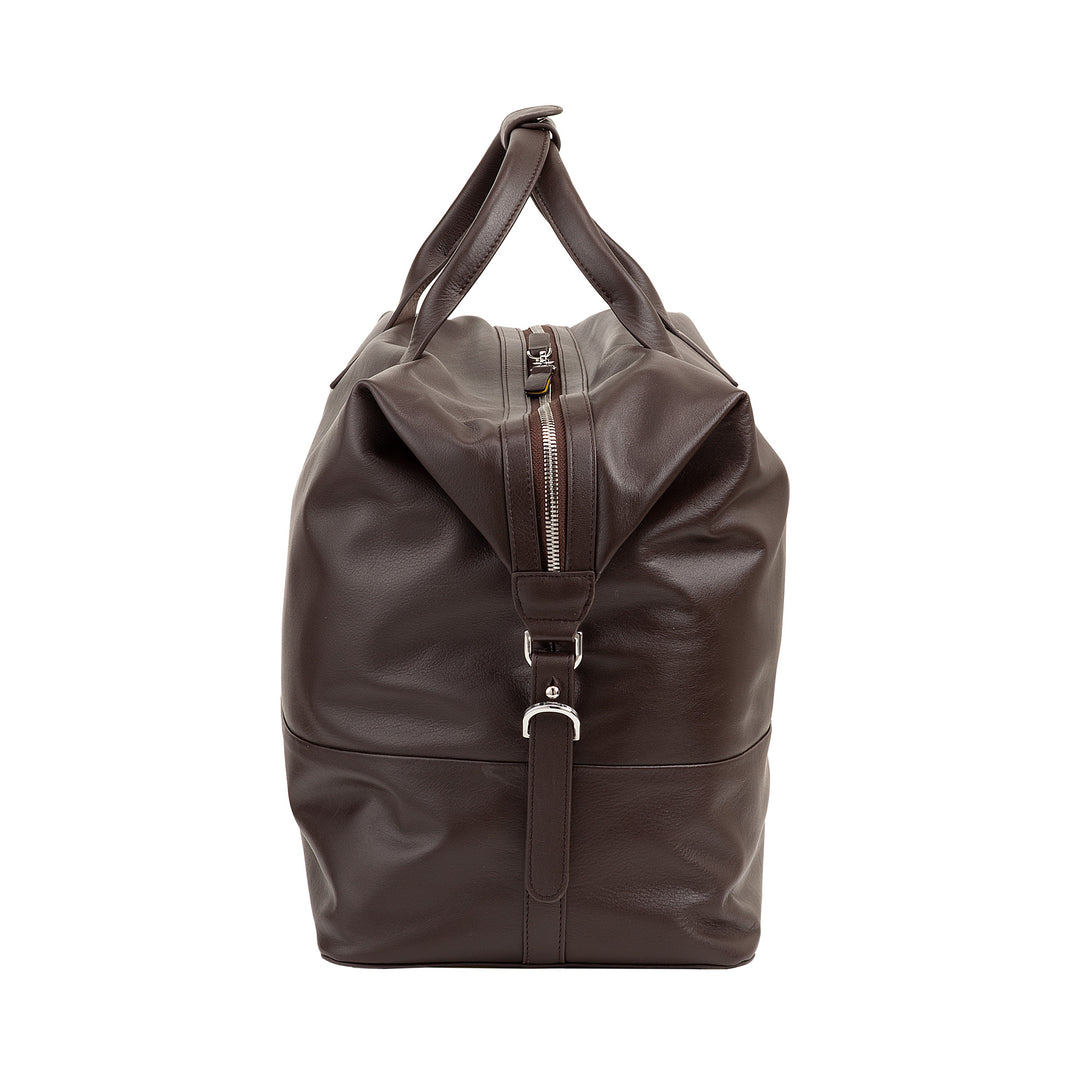 Dudu Borsone Travel Boat Men's Woman en cuir, sac de week-end avec deux poignées, bagages à main ou bandoulière 28 litres avec fermeture éclair