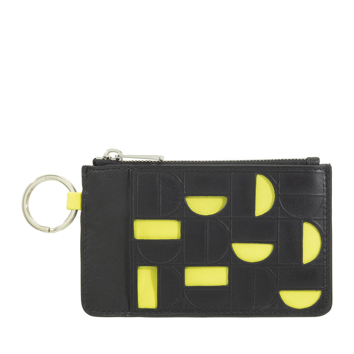 Dudu Sachet -Schlüsselbund in Leder mit Scharnier - Kompakthülle mit Schlüsselringen, Reißverschluss und Fächern für Schlüssel, Münzen und Karten