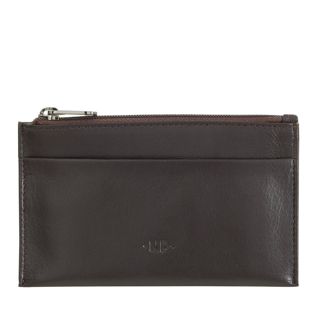 Porte-clés et porte-monnaie Nuvola Pelle dans une pochette en cuir Nappa véritable avec fermeture éclair et 2 anneaux pour clés