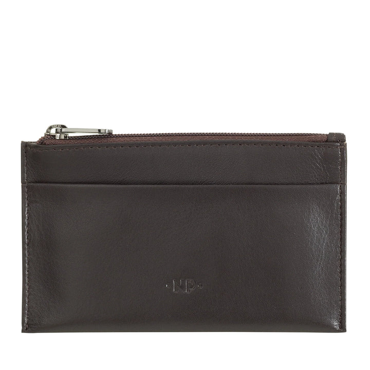 Porte-clés et porte-monnaie Nuvola Pelle dans une pochette en cuir Nappa véritable avec fermeture éclair et 2 anneaux pour clés