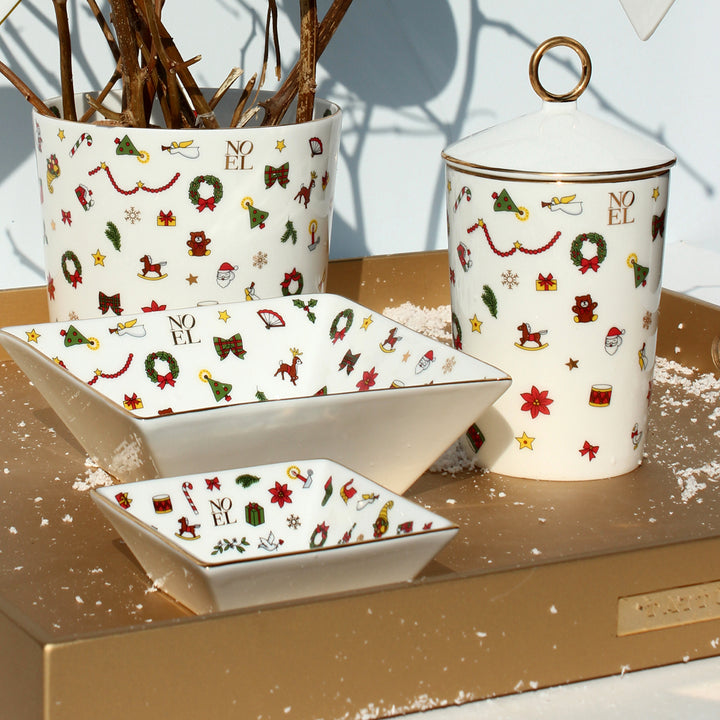 TaitùsquareBowl Noel Gold Collection End End Bone China 12-4-12