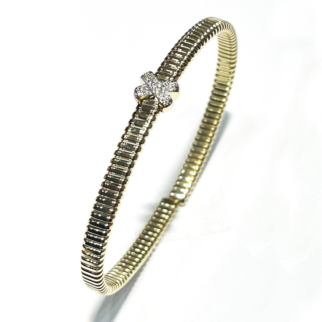 Capodagli bracciale X Tubogas anima titanio oro 18kt diamanti S369 - Capodagli 1937