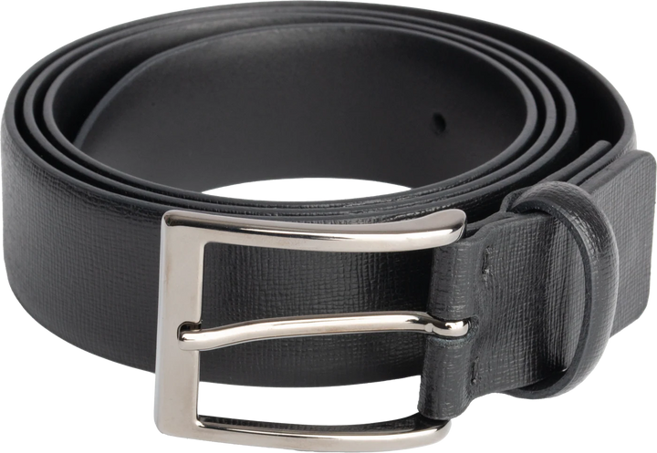 Gerba Ceinture en cuir saffiano noir longueur 110cm CG001B110