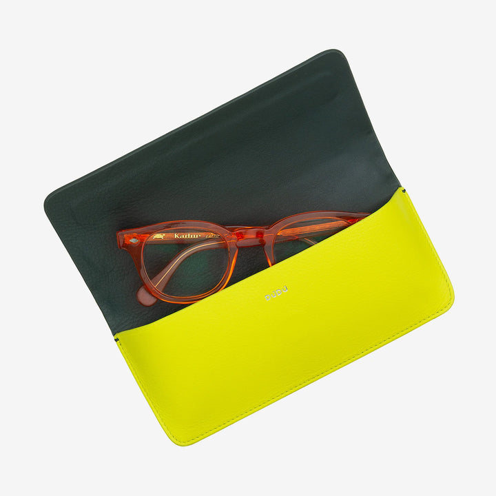 DUDU glasögon- och solglasögonfodral i mjukt äkta läder med magnetisk stängning, färgglatt glasögonfodral