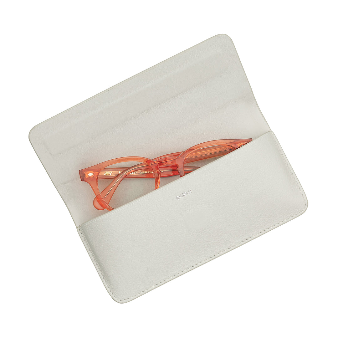 DUDU Eyeglasses and Sunglasses Case in Soft Genuine Leather with Magnetic Closure, Colorful Glasses Case