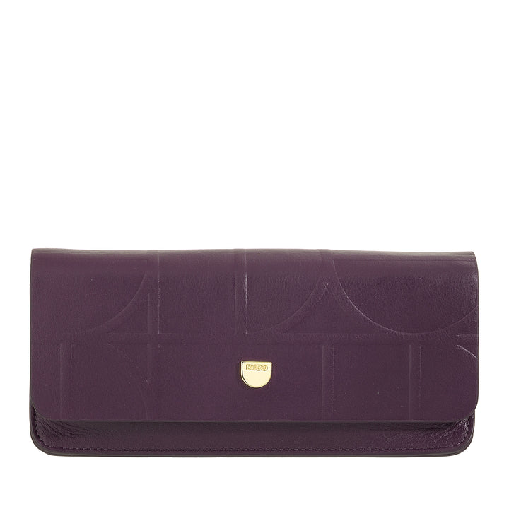 DUDU Printed Soft Genuine Leather Eyeglasses and Sunglasses Case with Magnetic Closure, Two-Tone Glasses Case