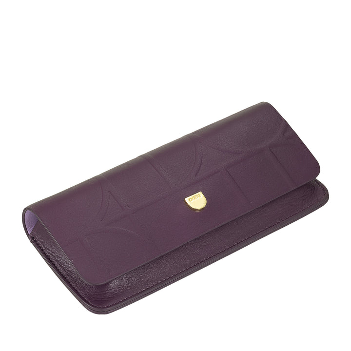DUDU Printed Soft Genuine Leather Eyeglasses and Sunglasses Case with Magnetic Closure, Two-Tone Glasses Case