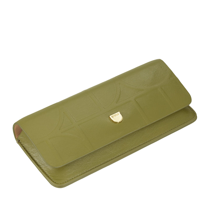 DUDU Printed Soft Genuine Leather Eyeglasses and Sunglasses Case with Magnetic Closure, Two-Tone Glasses Case