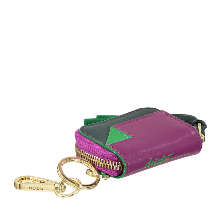 Skórzane etui DUDU AirPods z brelokiem - Mini etui zapinane na zamek na bezprzewodowe słuchawki, brelok do kluczy, eleganckie skórzane etui dla kobiet