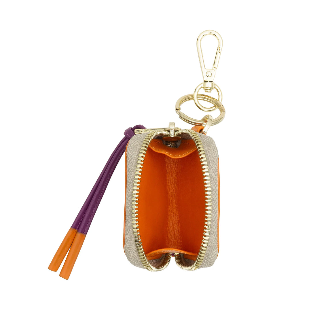 Capa de couro para AirPods DUDU com chaveiro – mini bolsa com zíper para fones de ouvido sem fio, chaveiro, capa de couro elegante para mulheres