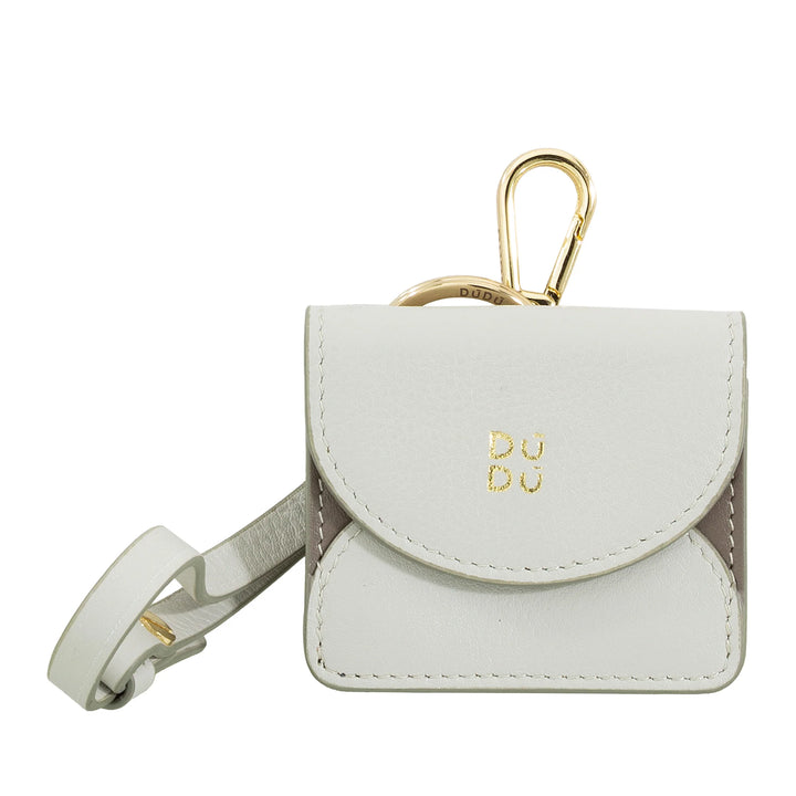 Etui na słuchawki DUDU Air Pod z prawdziwej skóry z kółkiem na klucze - mini etui z karabińczykiem, eleganckie i kompaktowe