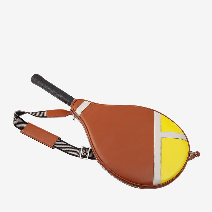 Estojo para raquete de tênis de couro genuíno DUDU, capa de edição limitada, bainha acolchoada com zíper, bolso lateral e alça de ombro