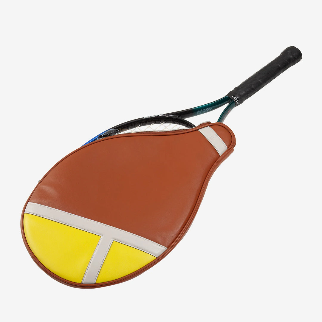 Estojo para raquete de tênis de couro genuíno DUDU, capa de edição limitada, bainha acolchoada com zíper, bolso lateral e alça de ombro