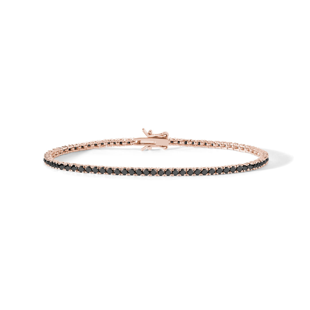 Comete Tennis i 925‰ rosé sølv og sorte zirkoner UBR901