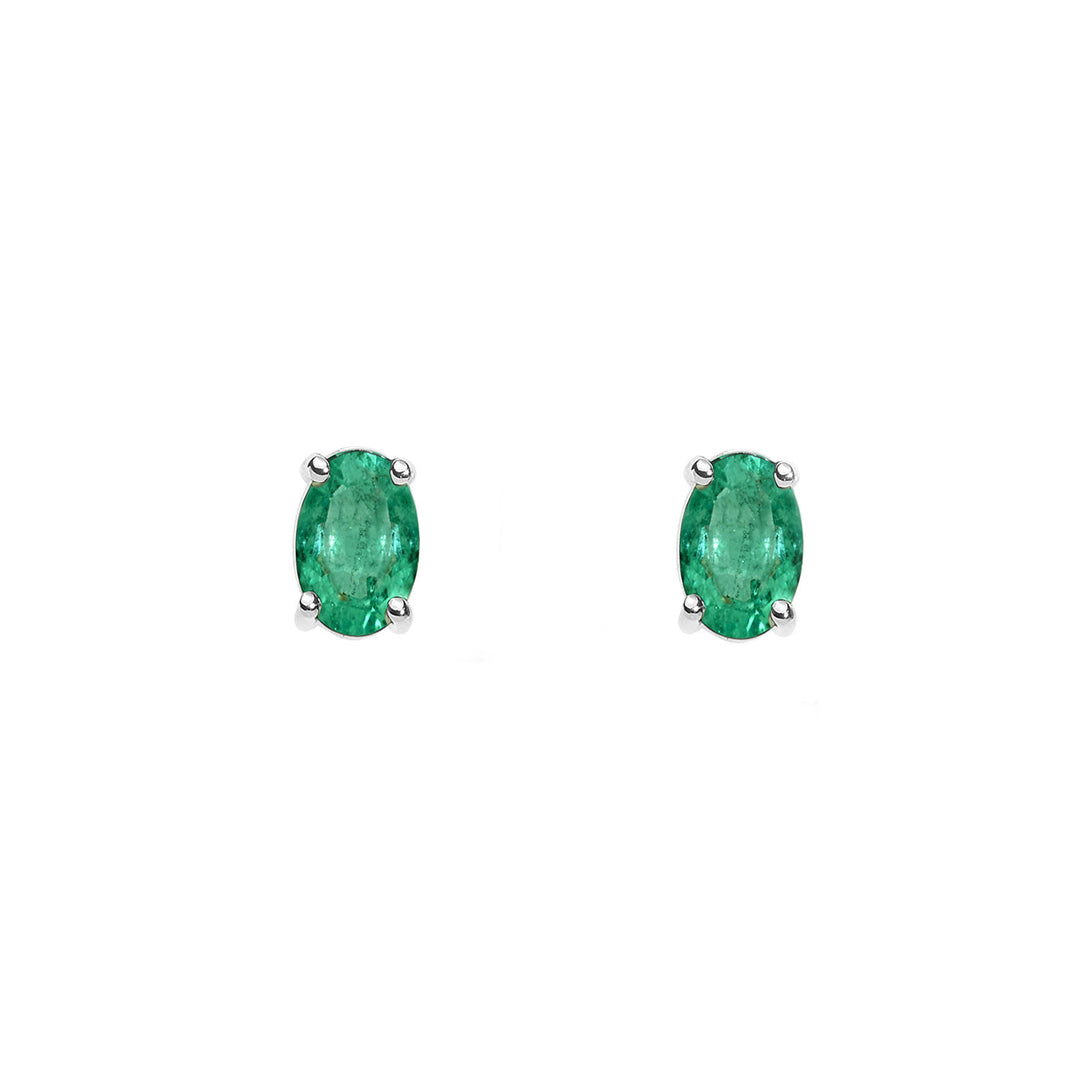 Pendientes Comete en oro blanco con Esmeraldas Ovaladas ORB1093S3