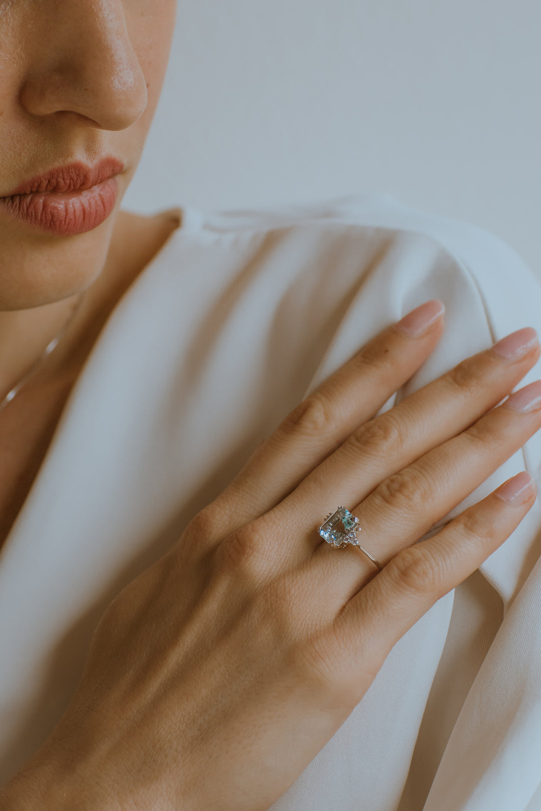 Comete Anello in Oro Diamanti e Acquamarina ottagonale ANQ337