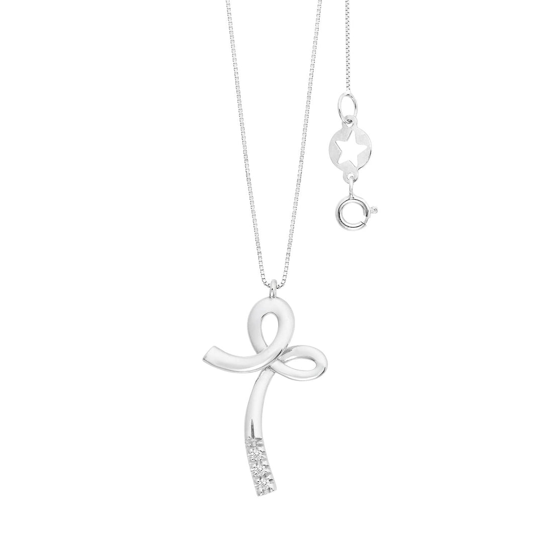 Collar Comete Cross en oro blanco 750 ‰ y diamantes blancos GLB1709
