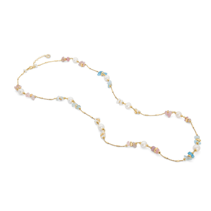 Collar Comete de plata 925 ‰ con perlas Acquadolce, Acquam. Nácar Hematita Kunzita GLA283