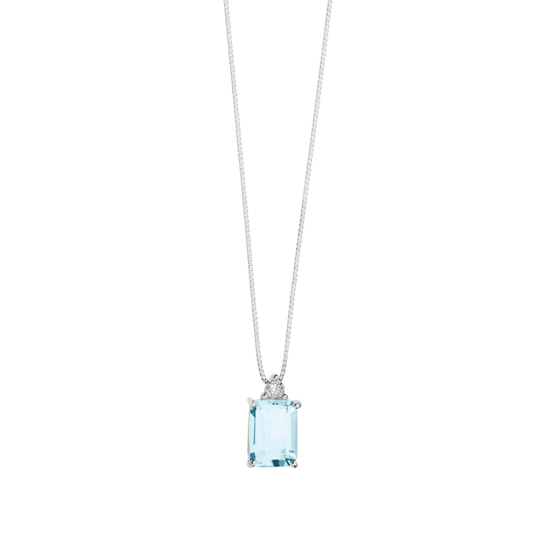Comete Collana in Oro Diamanti e Acquamarina Ottagonale GLQ278