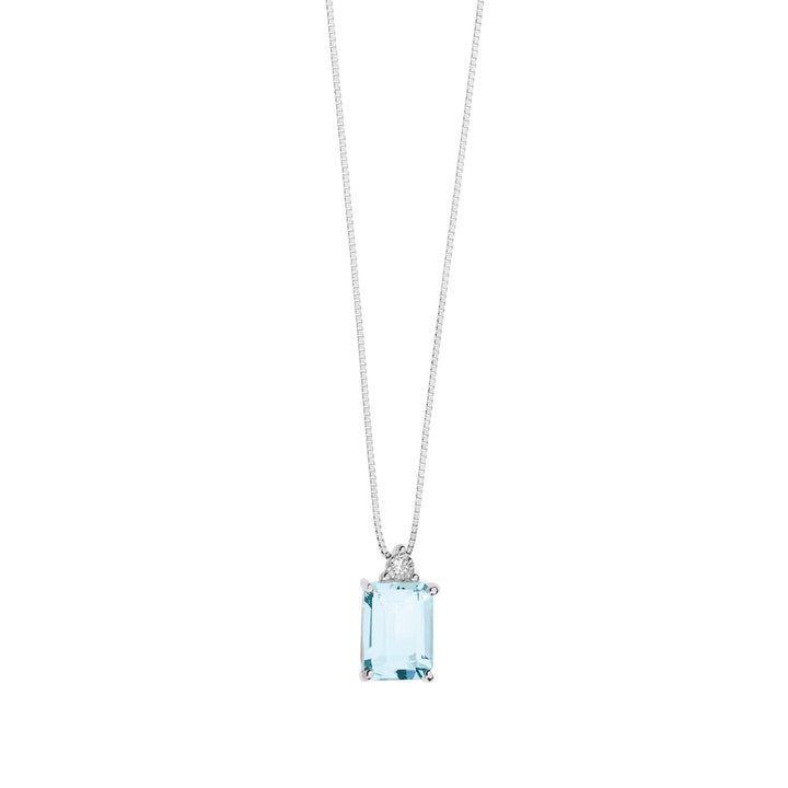 Comete Collana in Oro Diamanti e Acquamarina Ottagonale GLQ278