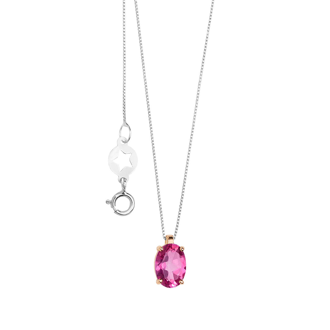 Oval Pembe Topazlı pembe altın Comete Kolye GLB1643