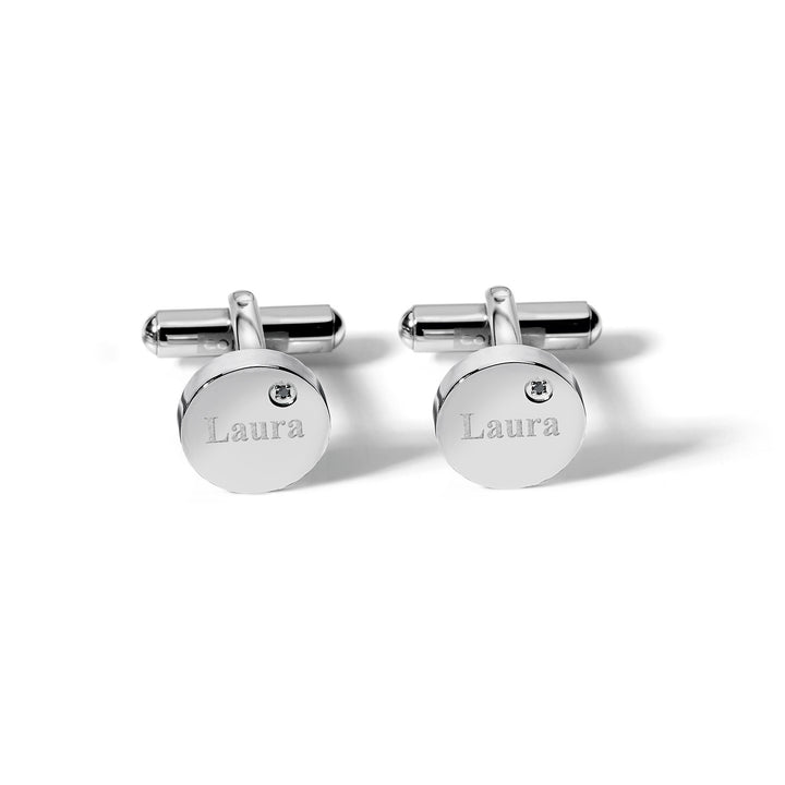 Abotoaduras redondas Cometas em aço e diamantes negros UGM101N