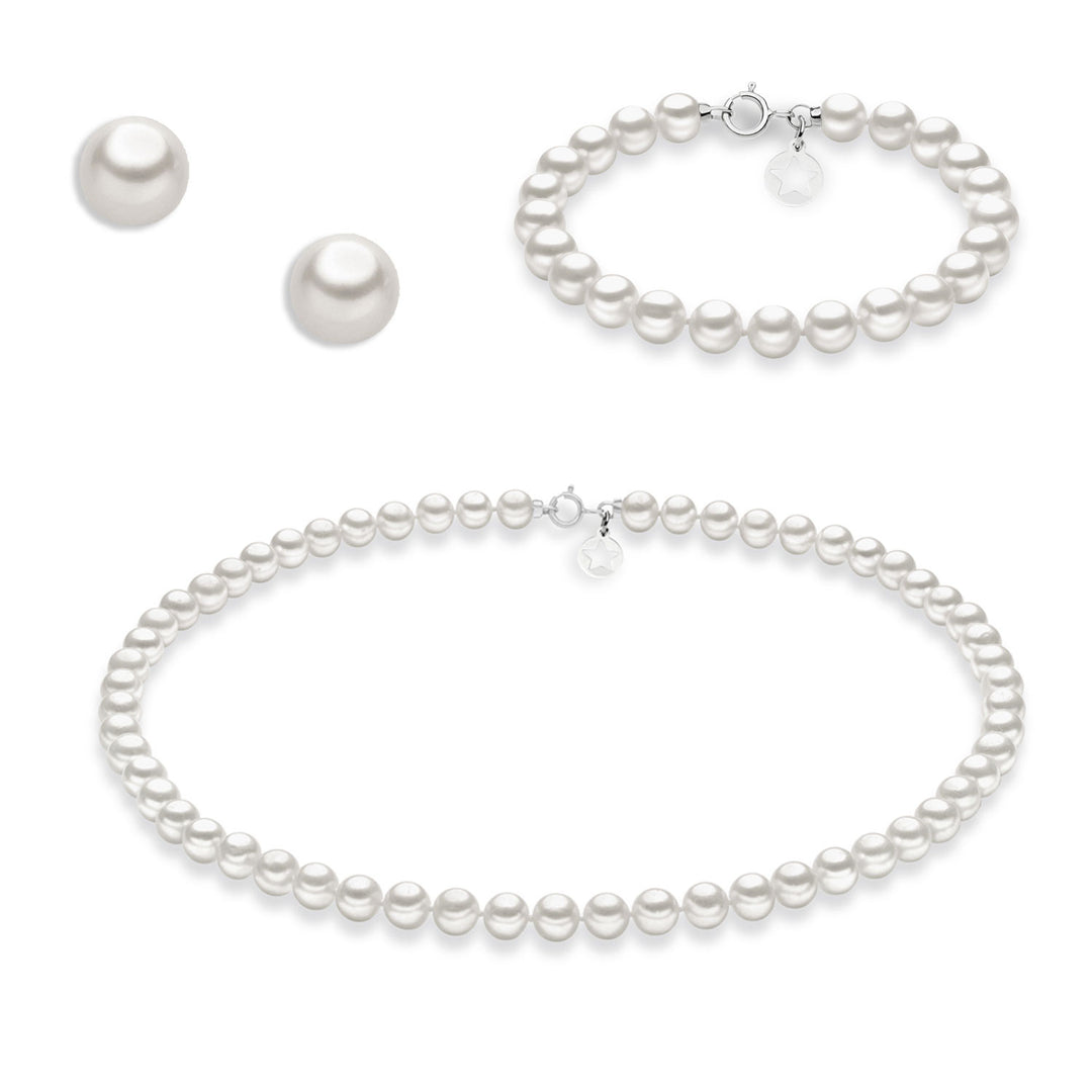 Comete Collana, Orecchini e Bracciale con Perle e Oro KIT104AM149B112AM