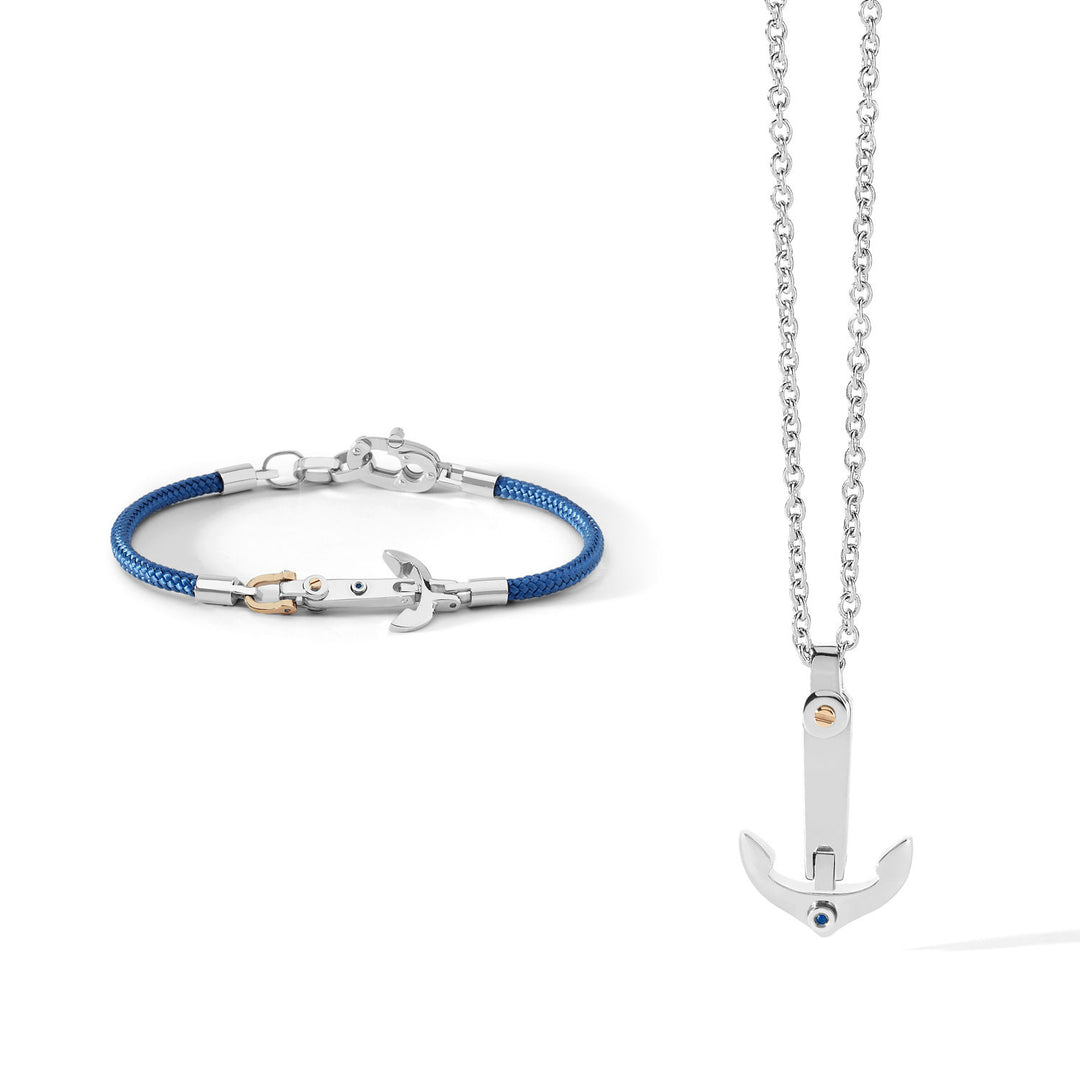 Comete Bracciale e Collana Deep Sea in acciaio e cristallo blu KIT618841