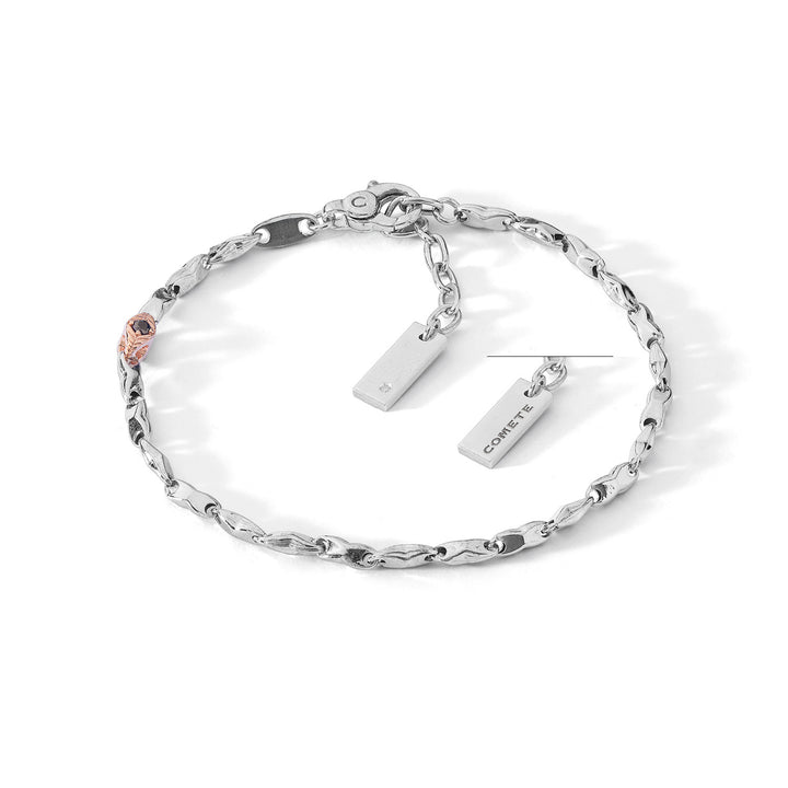 Comete Bracciale in Argento lucido e rosè, Diamante e Spinelli neri UBR1258